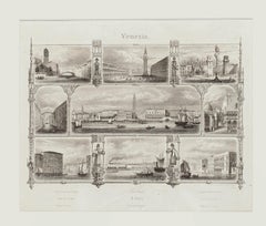 Paysage de Venise du 19ème siècle - Lithographie originale - Fin du 19ème siècle