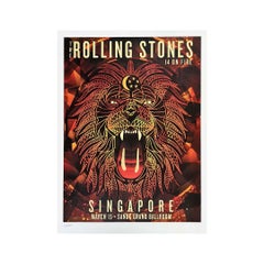 2014 Original music poster The rolling stones on fire Singapore limited edition