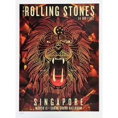 Affiche musicale originale de 2014 « The rolling stones on fire » (Les pierres au feu de Singapour), édition limitée