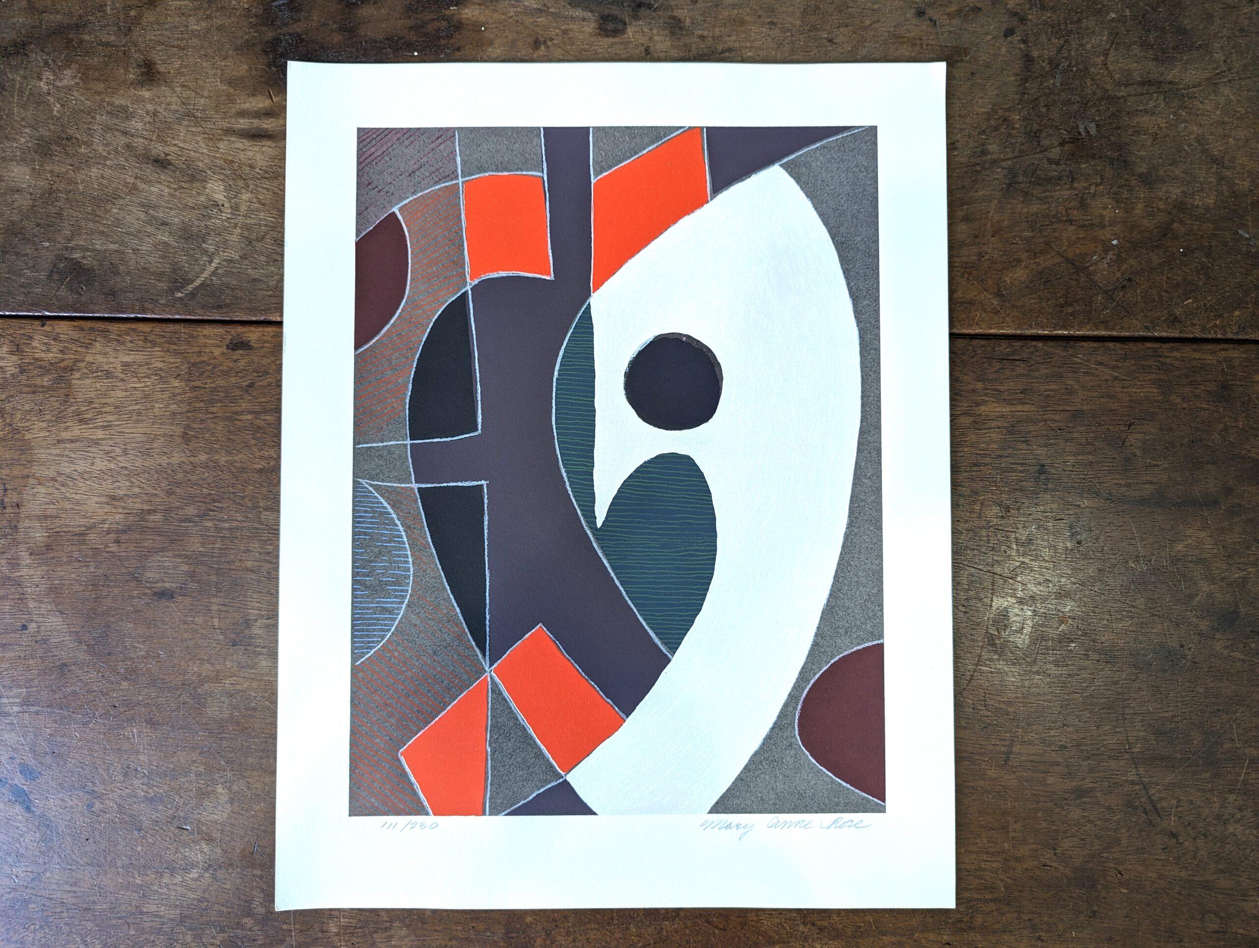 20th Century Abstract Signed Lithograph by Mary Anne Rose - Colour Composition - Print by Unknown