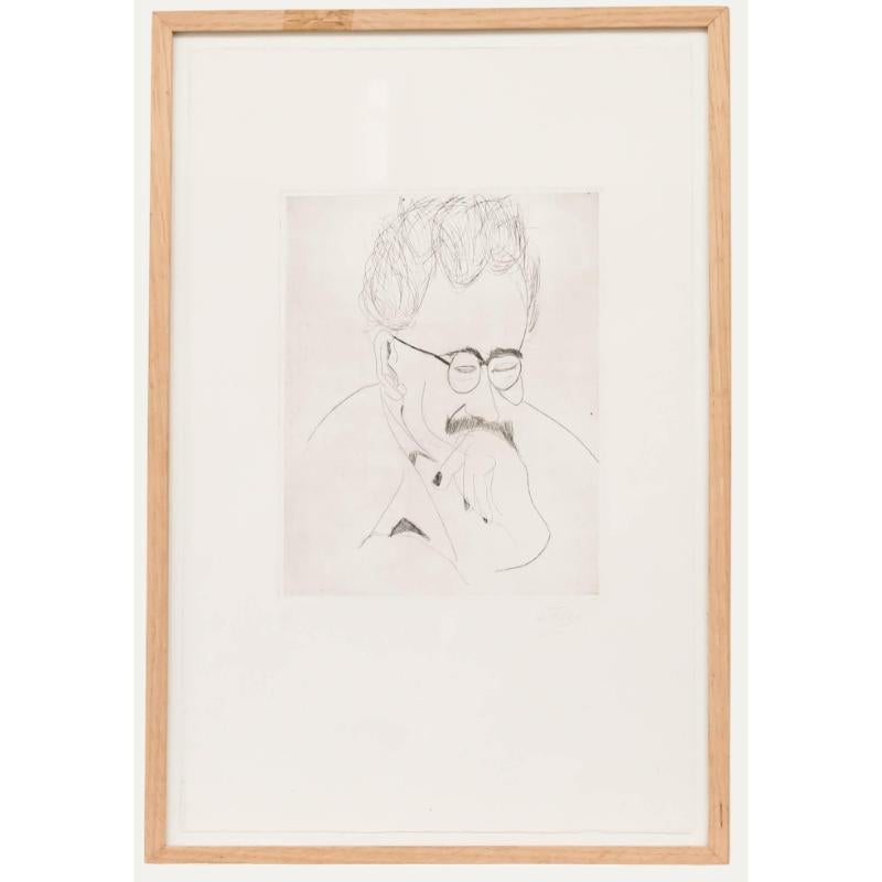 Unknown Portrait Print - 20th Century Etching - Deep Thinker