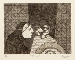 3 Amici, acquaforte surrealista di Peters Paone