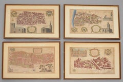 Antique 4 Framed English Ward Survey Maps