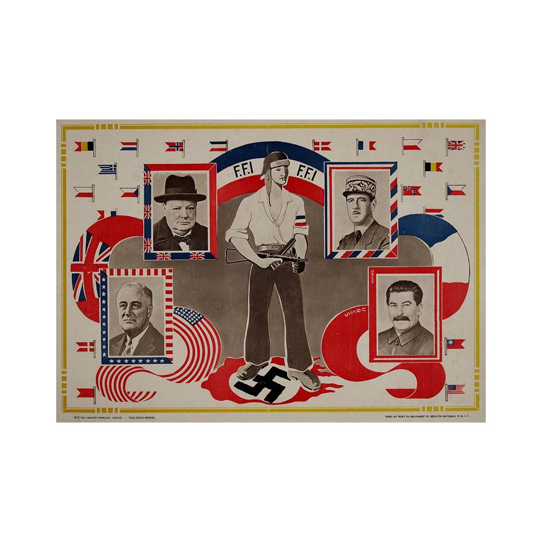 40s original poster to support the French Forces of the Interior (F.F.I.) For Sale 1