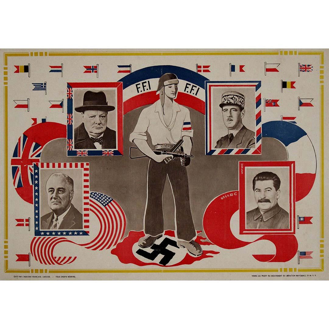 40s original poster to support the French Forces of the Interior (F.F.I.) - Print by Unknown