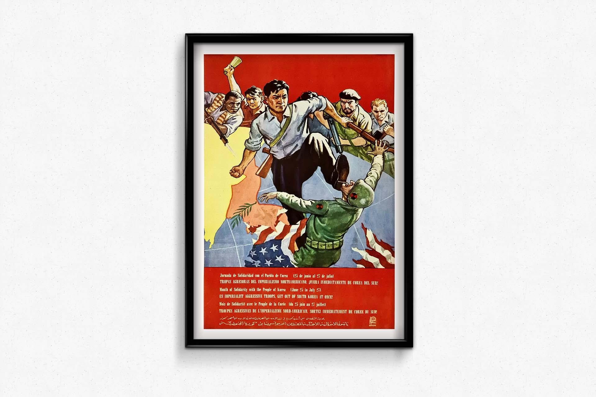 70er Jahre Originalplakat - Monat der Solidarität mit dem Volk von Korea - OSPAAAL im Angebot 2