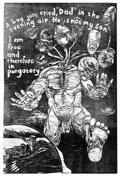 A Boy Just Cried Dad, Woodblock Print by Daniel Duford, 2013