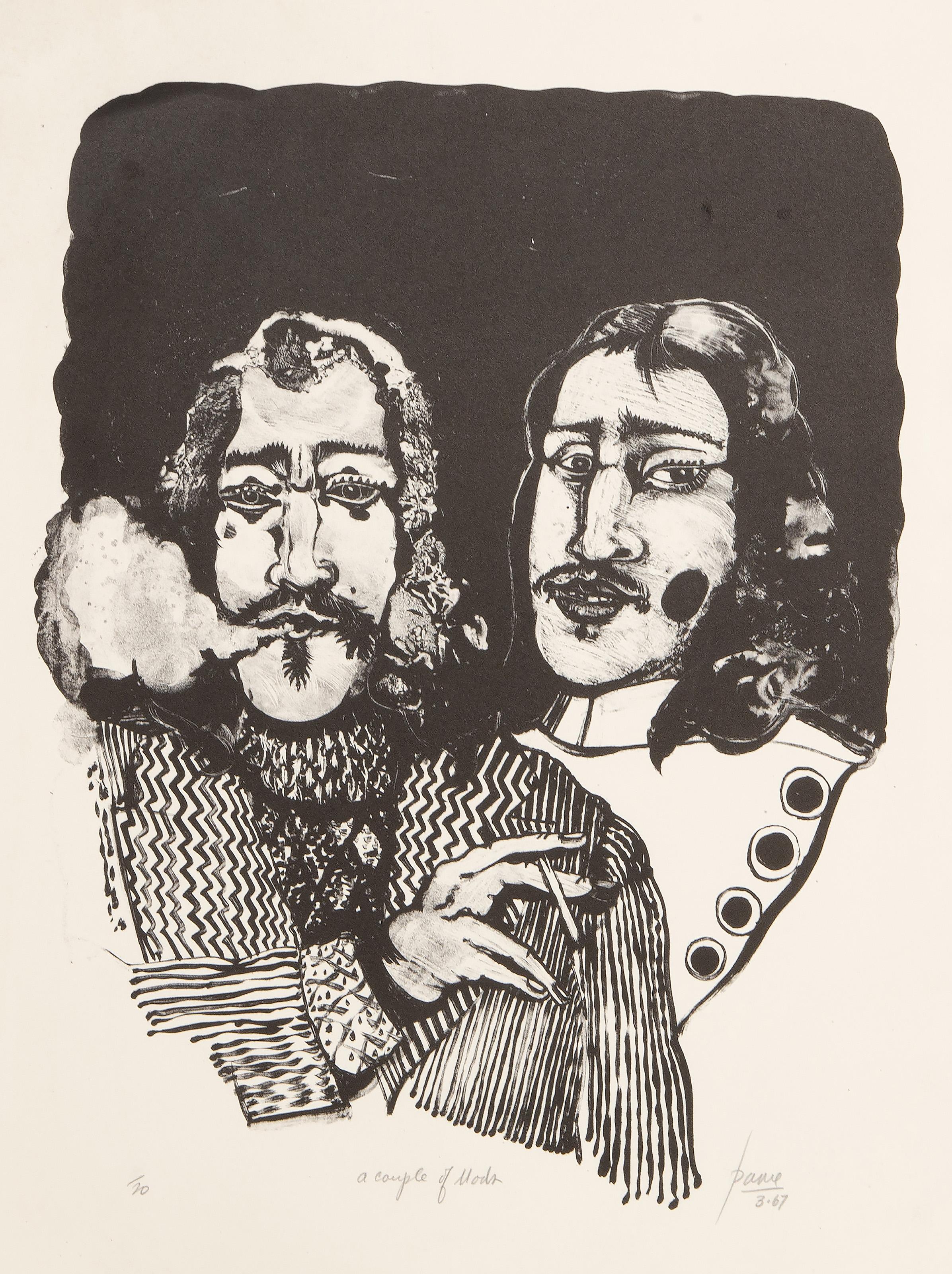Peter Paone, Américain (1936 - ) - Un couple de Mods, Année :  1967, Moyen :  Gravure sur Rives, signée, titrée, numérotée et datée au crayon, Edition :  20, Taille de l'image :  14.5 x 11.25 pouces, Taille :  22 x 15 in. (55.88 x 38.1 cm)