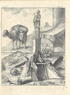 Antique A Hebrew nomadic camp – English School, 18th century