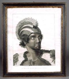 A Man of the Sandwich Islands with his Helmet by A. Harriott after John Webber.