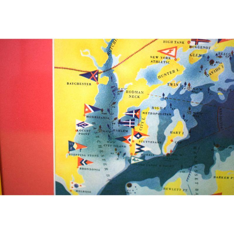 Map Of Western Long Island Sound, die Yacht Clubs, Aids To Navigation zeigt... im Angebot 1