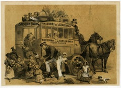 A omnibus coach with children - Lithograph - 19th Century