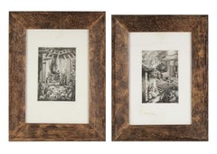 Antique A Pair of Mystery Artist Etchings from the Bass Museum