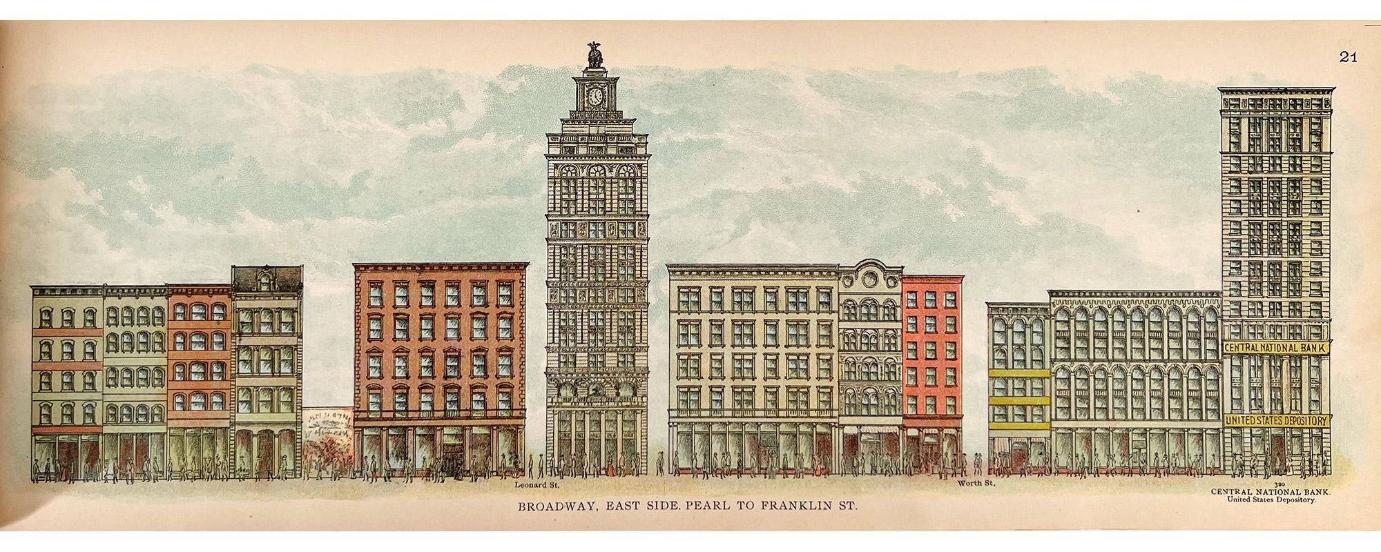 A Pictorial View of Broadway, 1899 - 74 Chromolithograph plates - Beige Figurative Print by Unknown