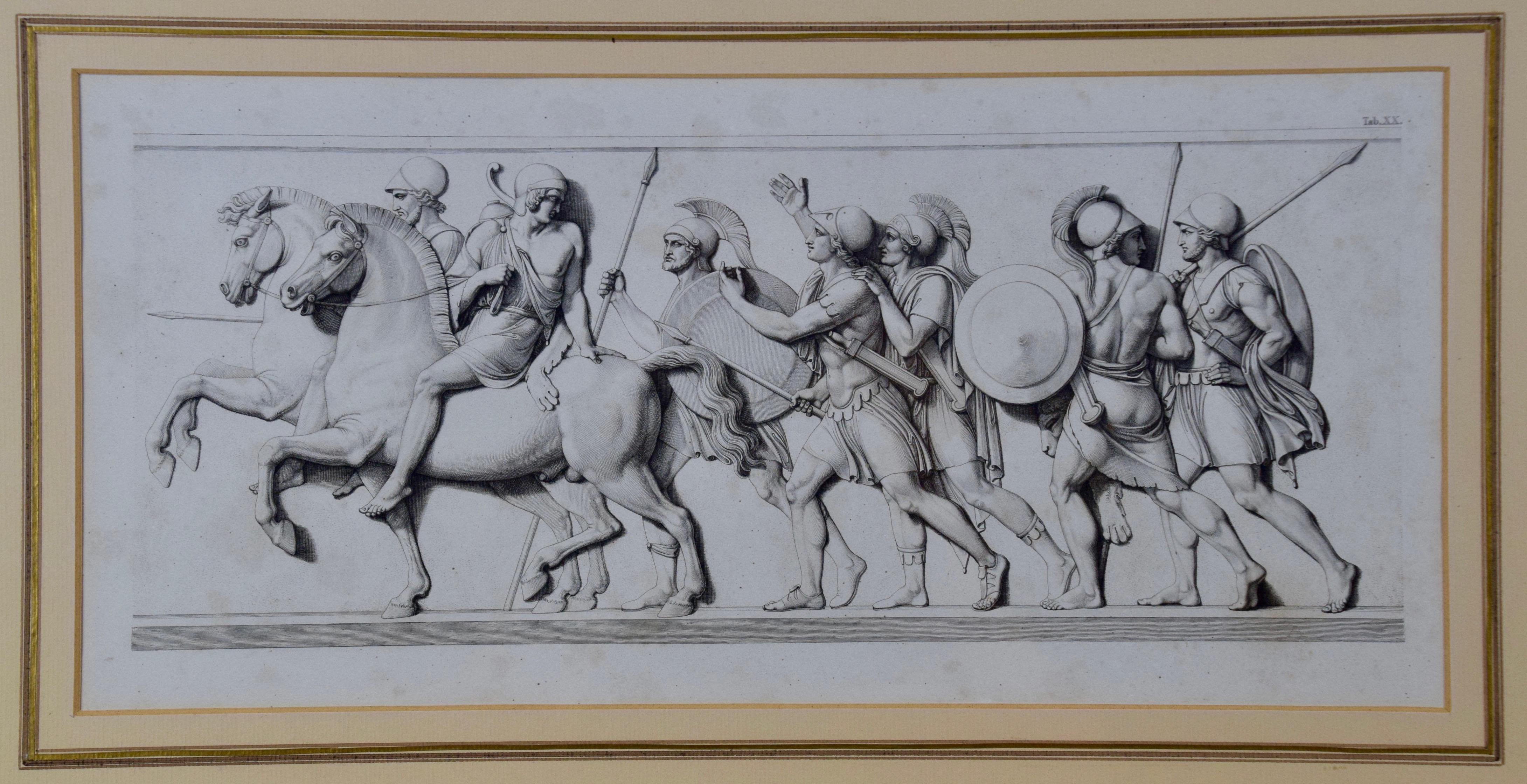 A Set of Four Engravings of Processions of Roman or Greek Soldiers and Citizens - Print by Unknown
