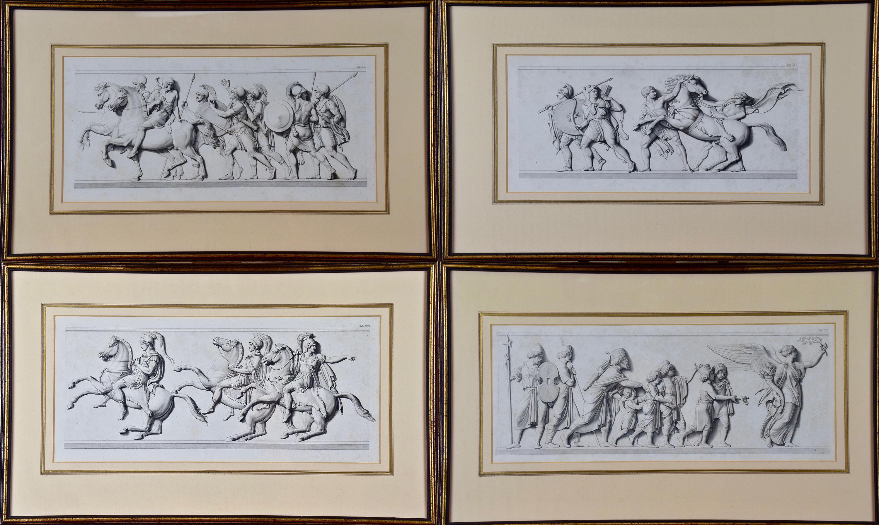 Unknown Portrait Print - A Set of Four Engravings of Processions of Roman or Greek Soldiers and Citizens
