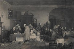 Abraham Raimbach según David Wilkie RA - Grabado enmarcado de 1817, El día del alquiler