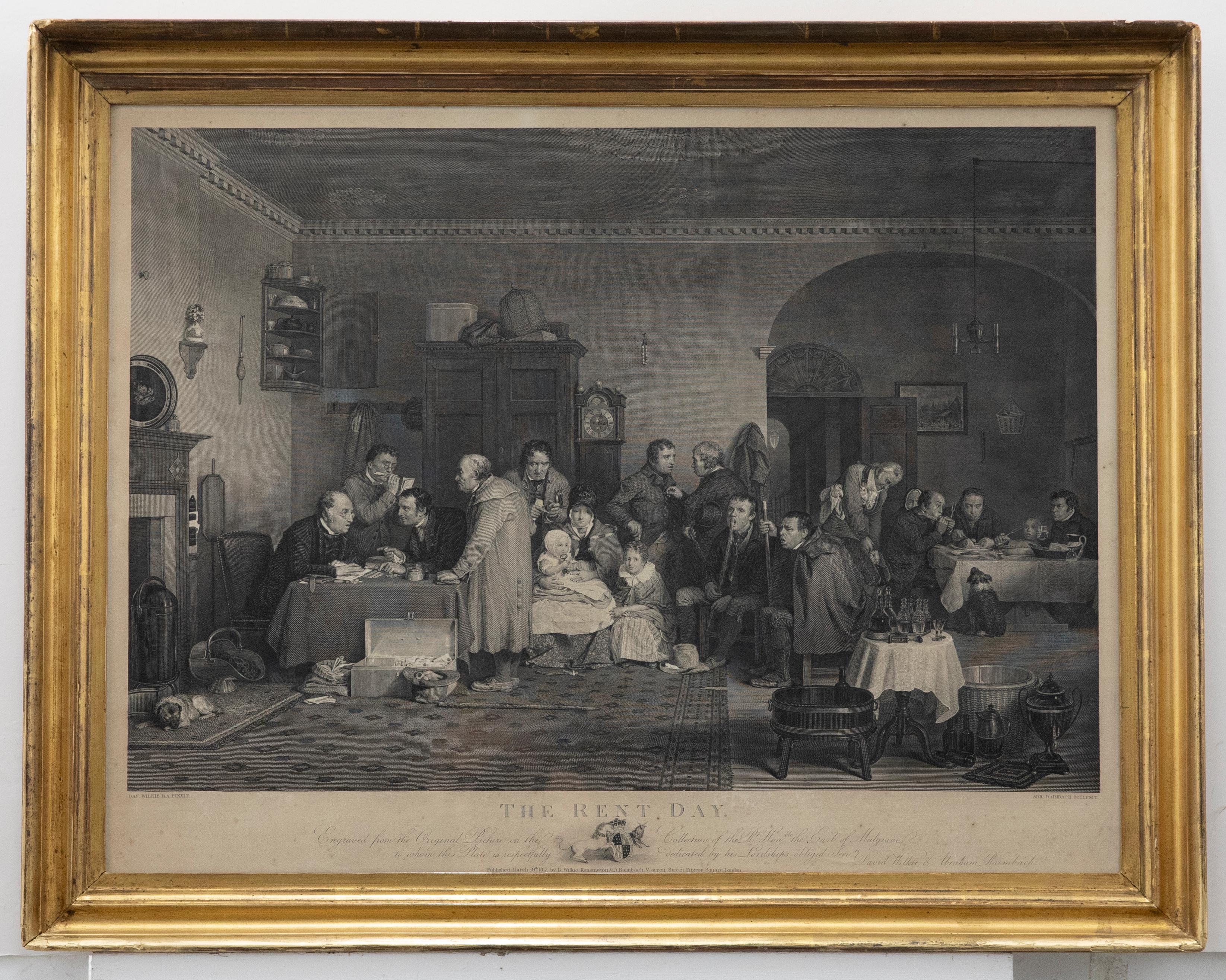 Unknown Figurative Print - Abraham Raimbach After David Wilkie RA - Framed 1817 Engraving, The Rent Day