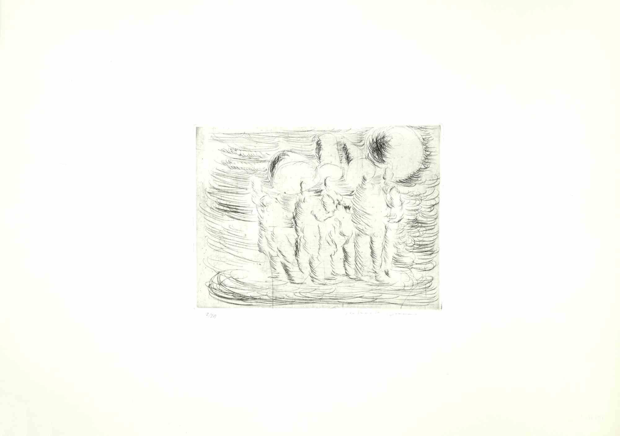 Unknown Abstract Print - Abstract Composition - Etching and drypoint - 1970s