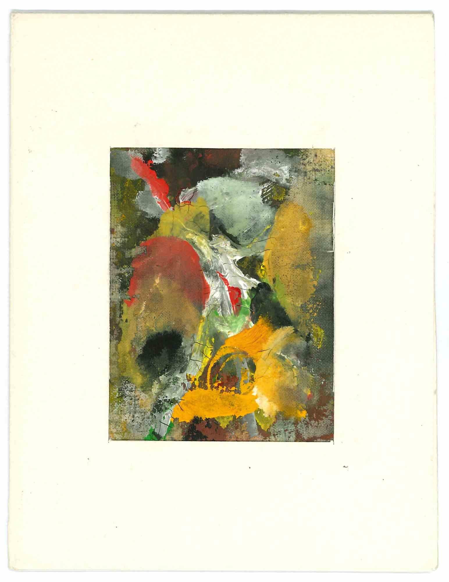 Composizione astratta - Pittura ad olio originale di Robert Mendez - 1963