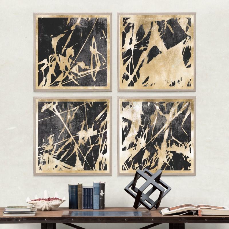 Abstract Flames no. 1, gold leaf, unframed - Print by Unknown