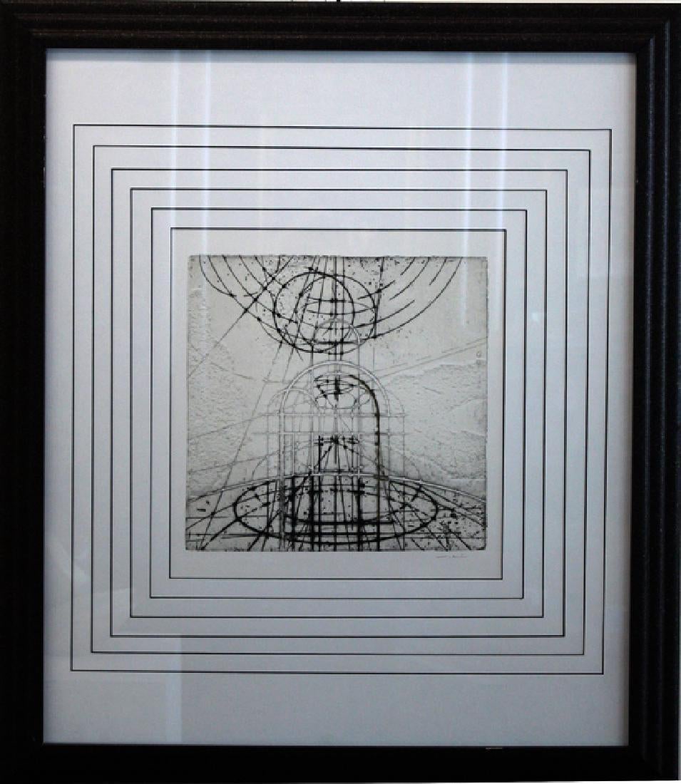 "Abstract I" Framed and Matted Print with Gold-Leaf (part of set) 