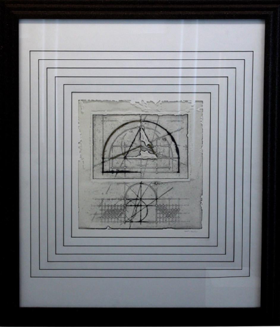 "Abstracto II" Lámina enmarcada y con paspartú dorado (parte del conjunto)