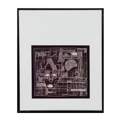 Abstract Tribal Influenced Black and White Etching Lithograph