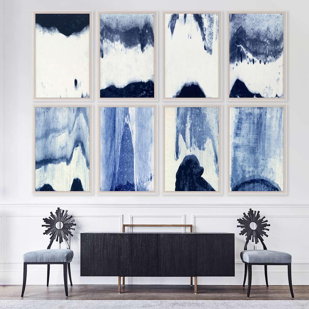 Abstracted Landscapes, blue no. 3, framed - Print by Unknown