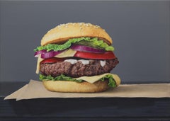 Acrylic Hyperrealistic Food Painting "Just Cheeseburger...", 2021
