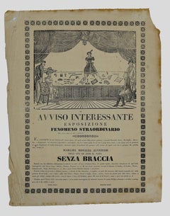 Antique Advertising Poster - Original Woodcut on Paper - 1850s
