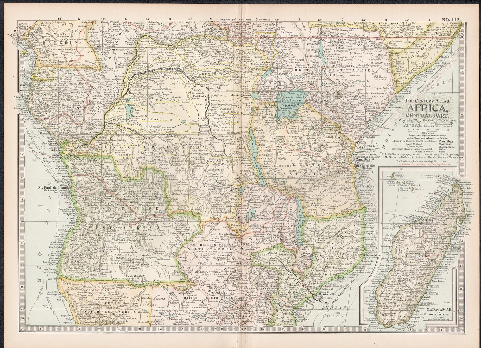 Africa. Central. Century Atlas antique vintage map - Print by Unknown