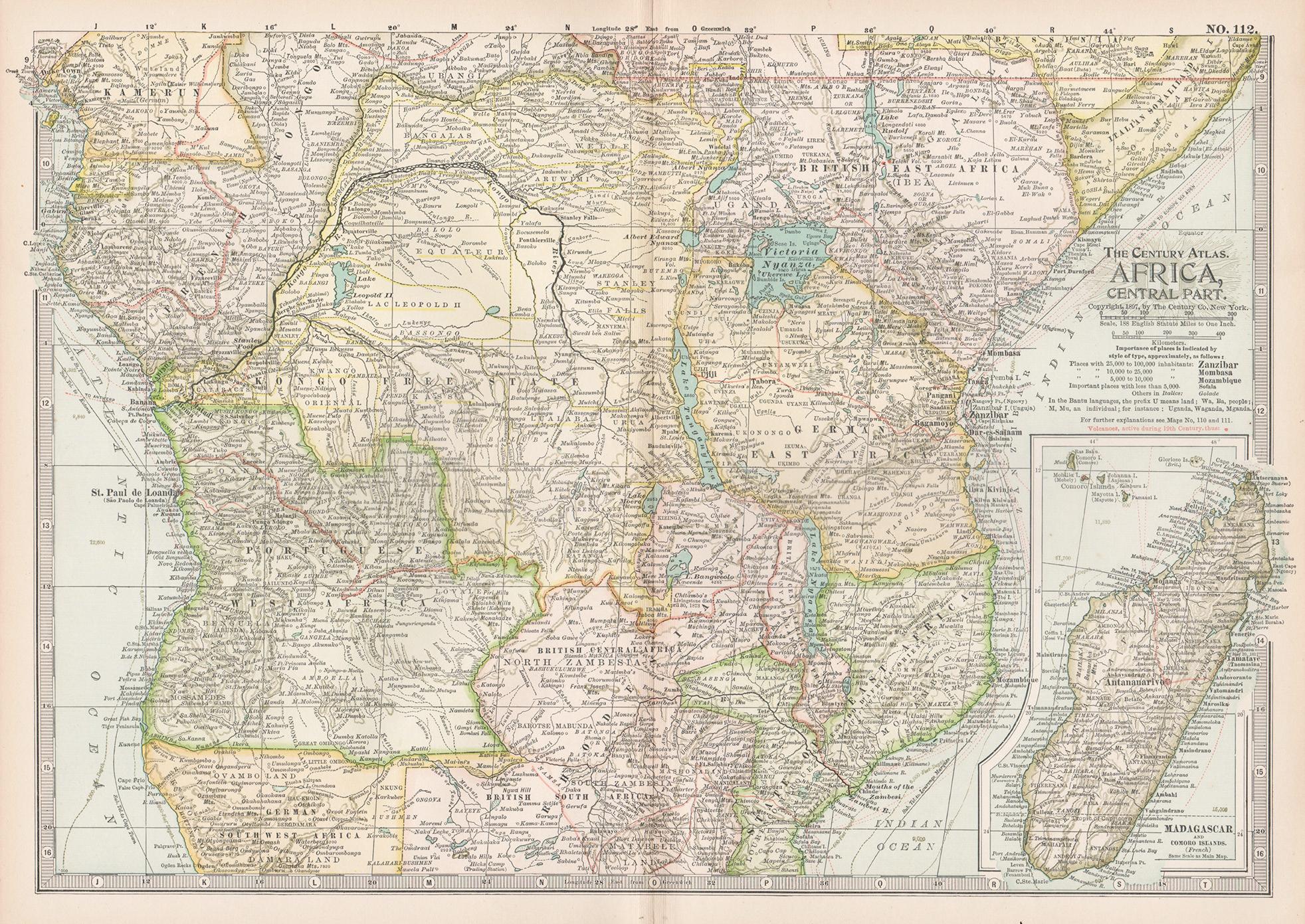 Unknown Print - Africa. Central. Century Atlas antique vintage map