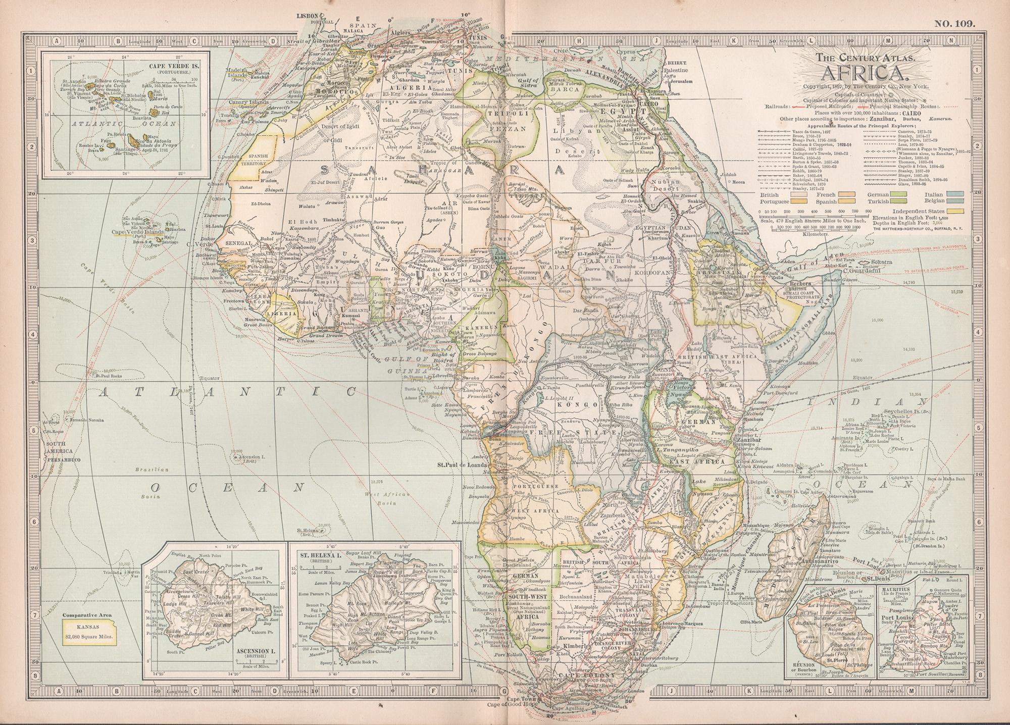 Unknown Print – Afrika. Antike Atlas-Vintage-Karte