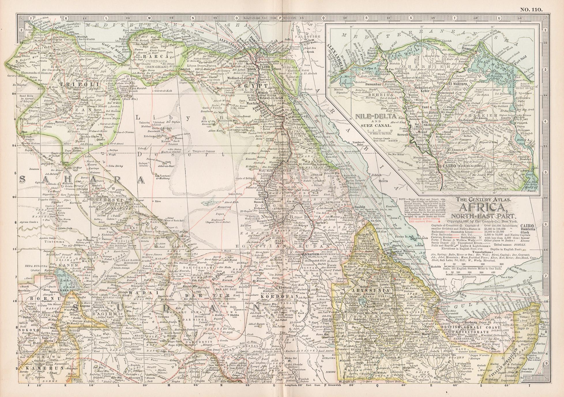Unknown Print - Africa. North-East Part. Century Atlas antique vintage map