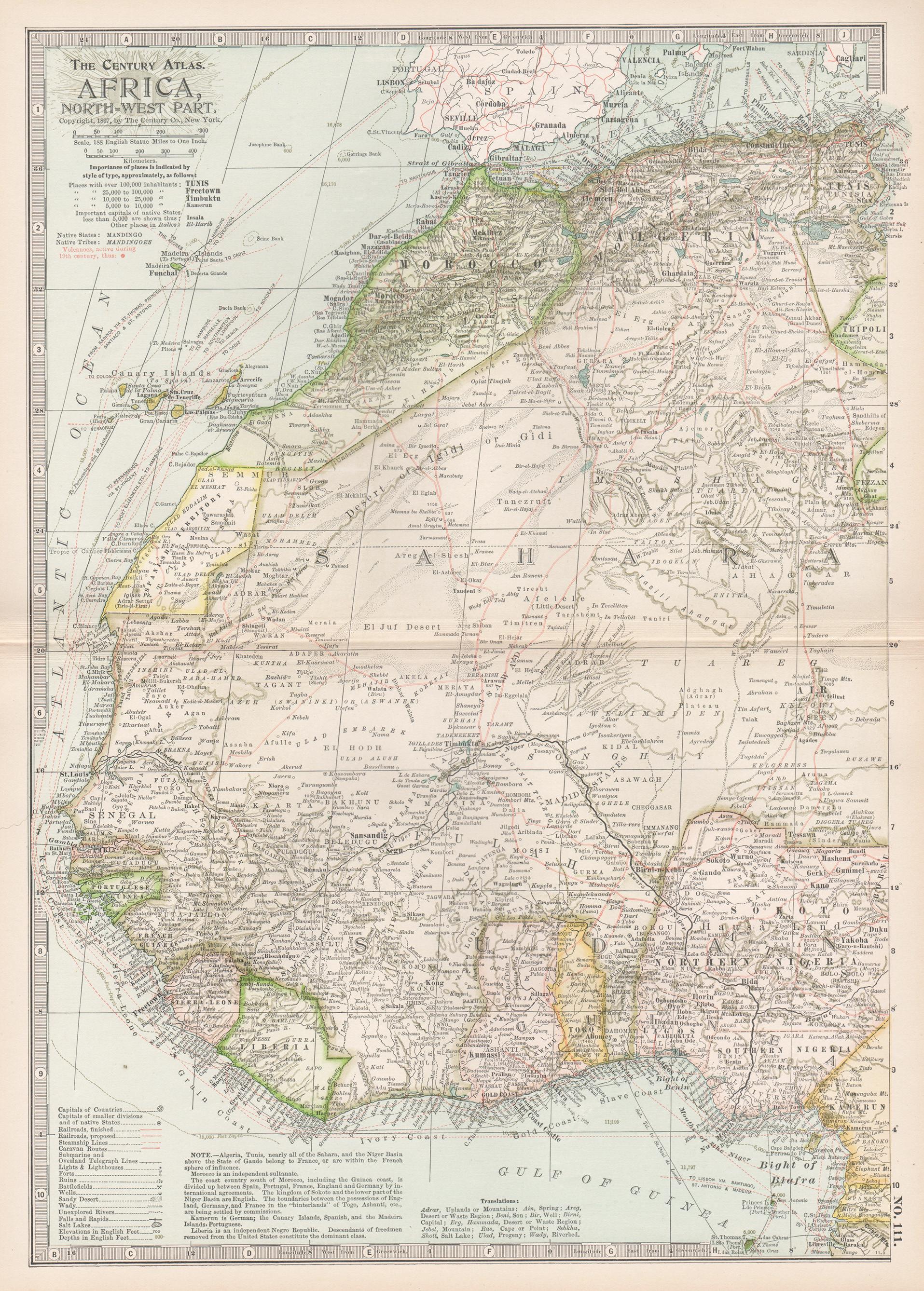 Afrique. Partie nord-ouest. Carte vintage Atlas du XXe siècle