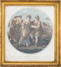Antique After Angelica Kauffman - 18th Century Engraving, The Flight of Paris & Helen