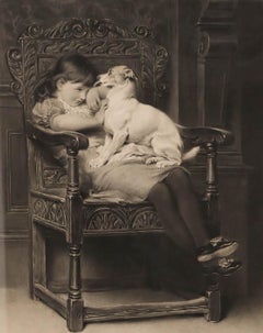 After Briton Riviere (1840-1920) - Framed Engraving, Stolen Kisses