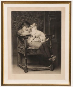 After Briton Riviere (1840-1920) - Framed Engraving, Stolen Kisses