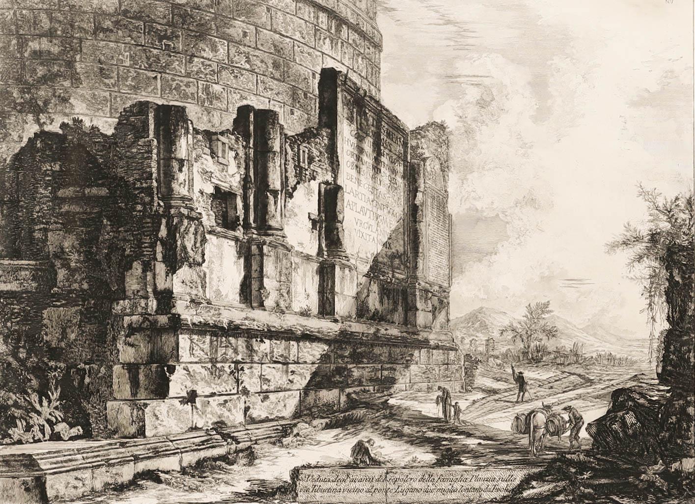 D'après Giovanni Battista Piranesi, gravure du 20e siècle, Plautii Mausoleum - Print de Unknown