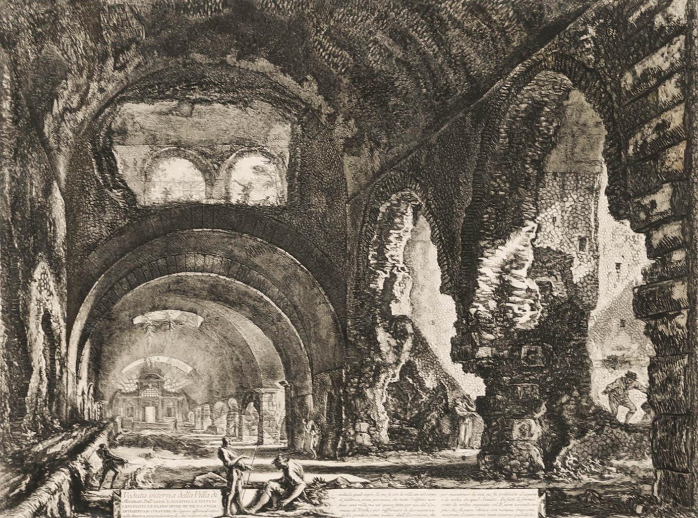 D'après Giovanni Battista Piranesi, gravure du début du 20e siècle, Villa of Maecenas - Print de Unknown