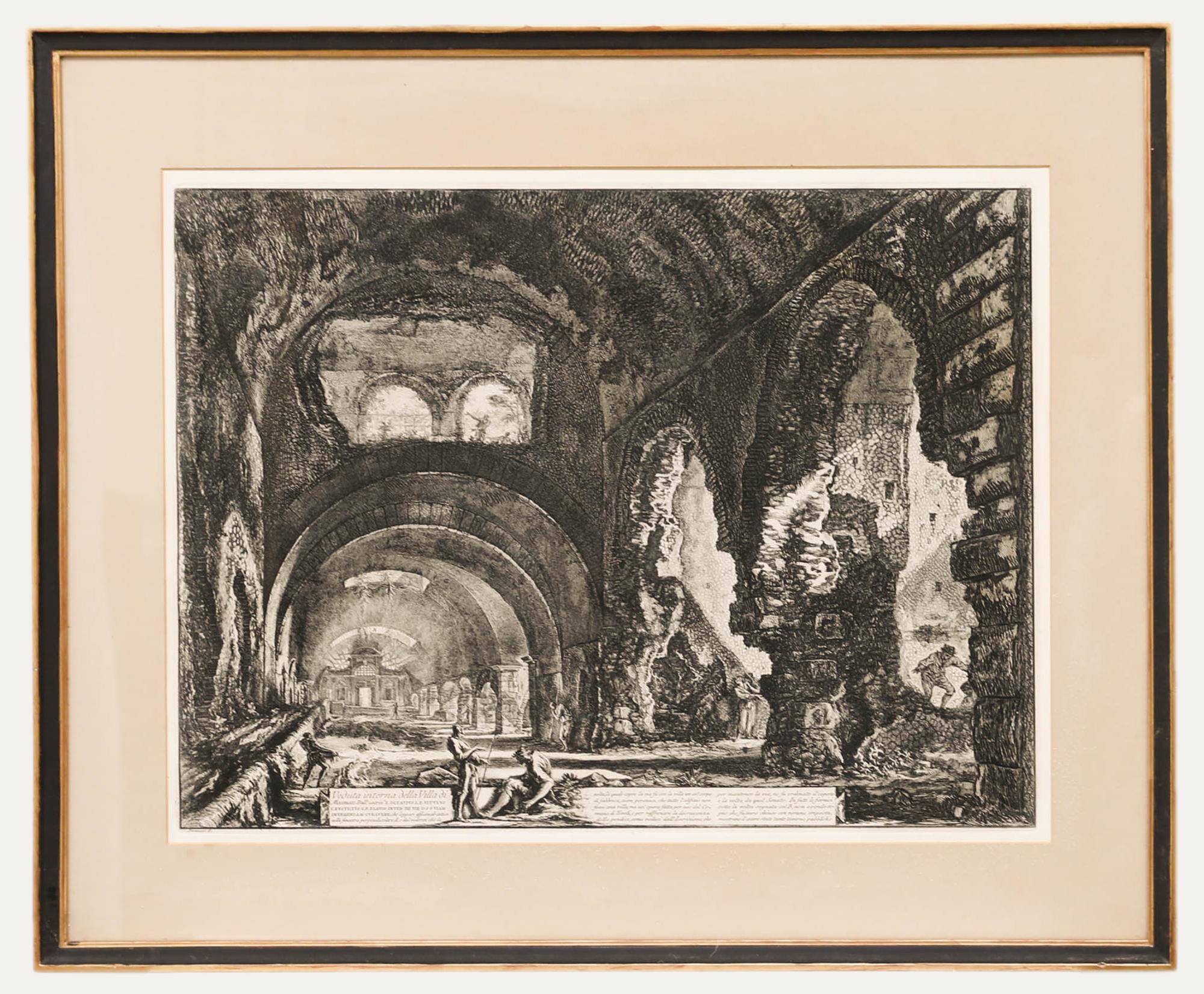 Landscape Print Unknown - D'après Giovanni Battista Piranesi, gravure du début du 20e siècle, Villa of Maecenas