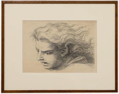 Según Jan Schenk (1710-1767) - Aguafuerte enmarcado del siglo XIX, Estudio de cabeza masculina