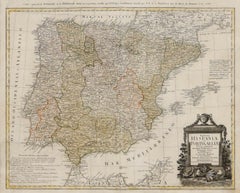 After Johann B. Homann (1664-1724) - 19th C, General Map of Spain and Portugal