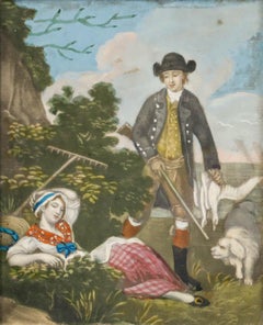 D'après John Collet - 1778 Mezzotint, Un oiseau dans le buisson en vaut deux dans la main