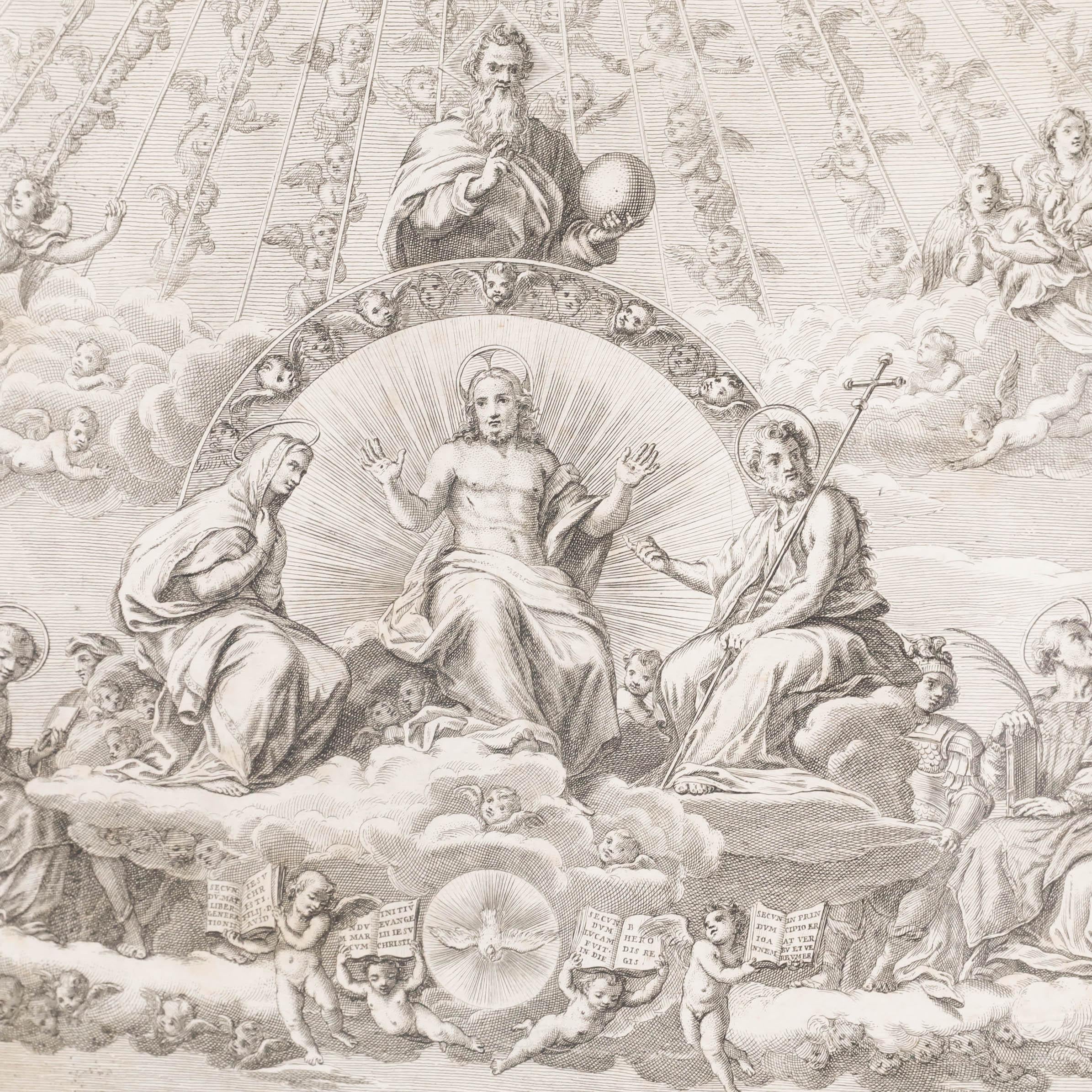 Gravure détaillée du 18e/19e siècle d'après la fresque de Raphael (1483-1520) 
