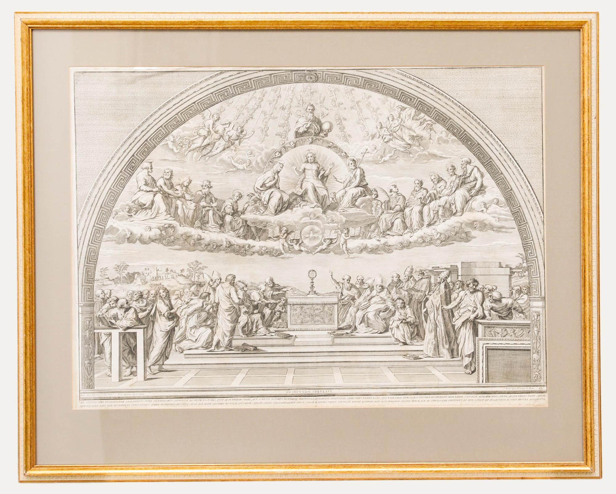 Nach Raphael (1483-1520) - Kupferstich, Disputation des Heiligen Sakramentes