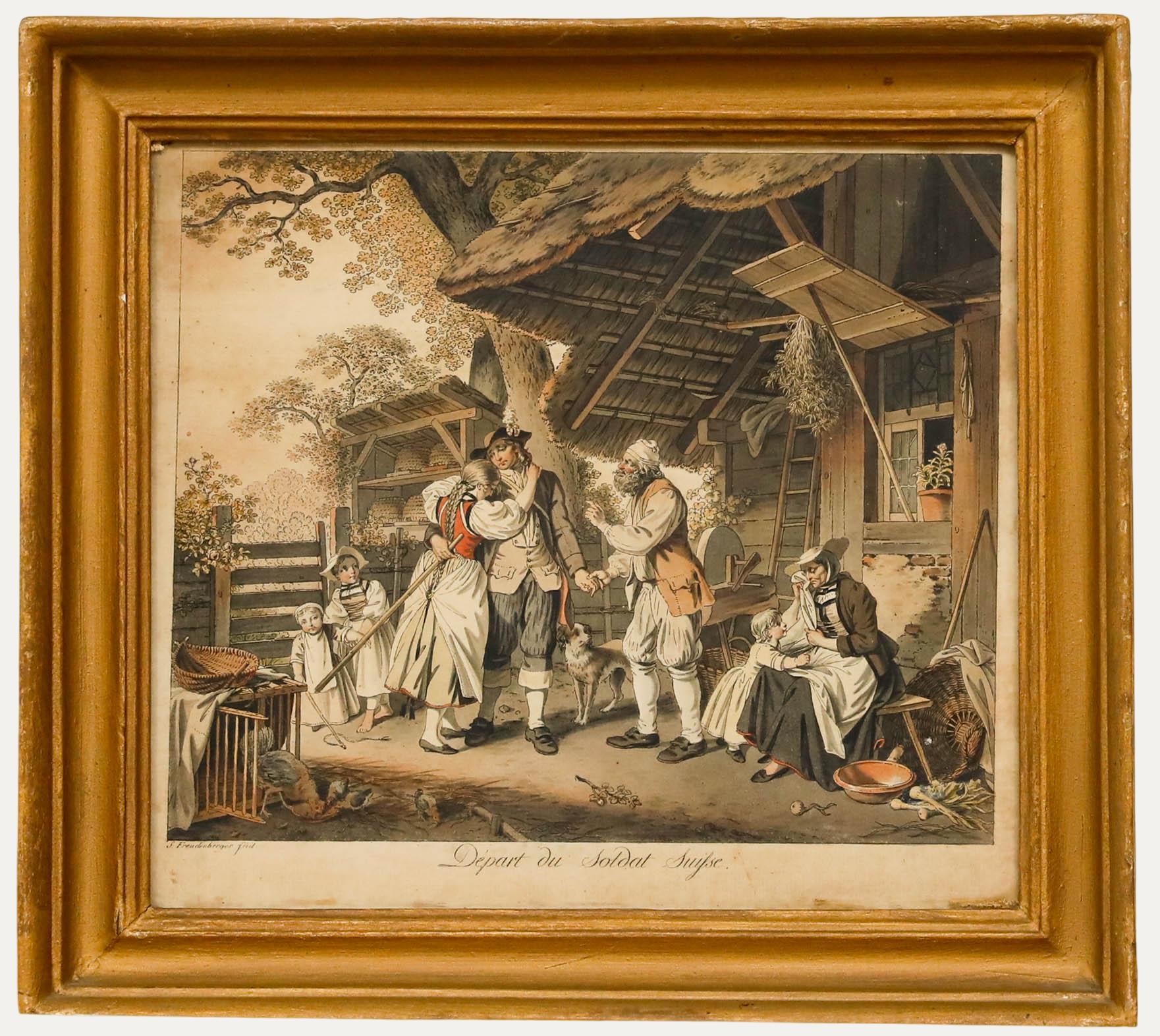 D'après Sigmund Freudenberger (1745-1801) - Eau-forte, Départ du soldat