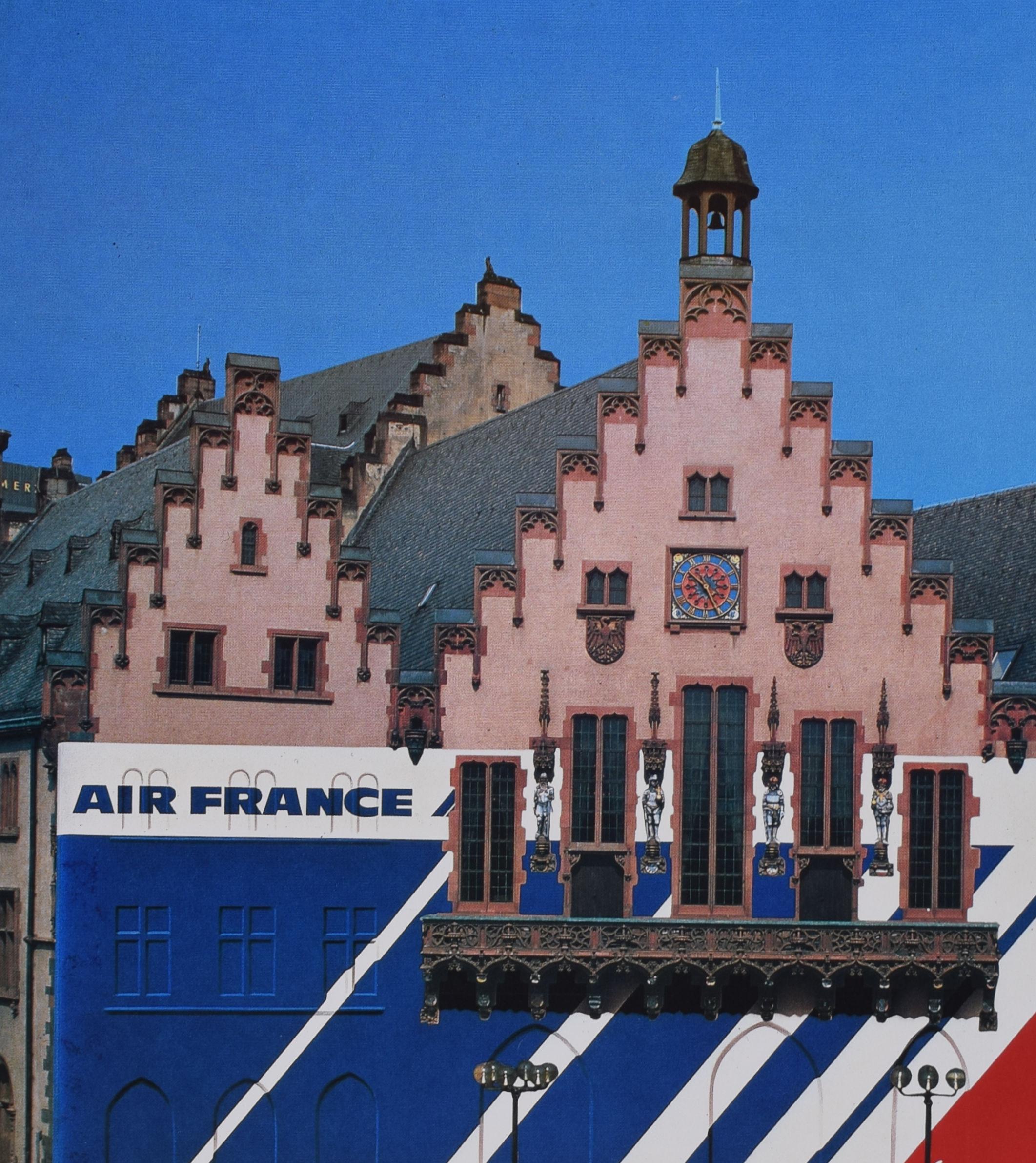 Air France Allemagne Alemania cartel de viaje original de época Frankfurt Römer en venta 1