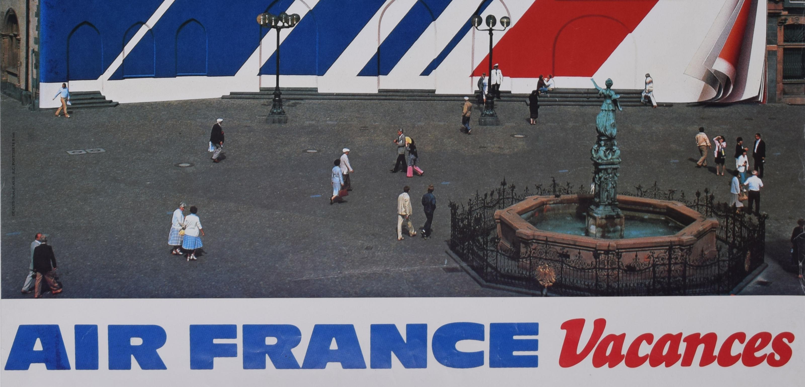 Air France Allemagne Alemania cartel de viaje original de época Frankfurt Römer en venta 3